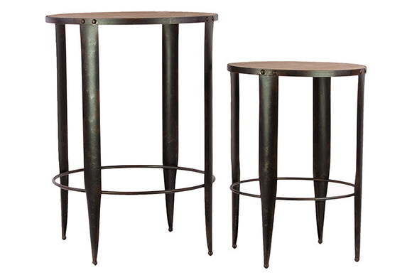 Elegant and Sophisticated Design Wooden and Metal Table Set of Two