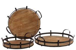 Marseille Classy Wooden Metal Tray Set Of Three