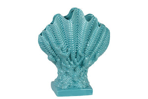 Elegantly Sculpted Ceramic Seashell in Blue