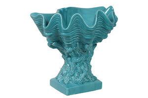 Beautiful and Elegant Trophy Modeled Ceramic Seashell in Blue