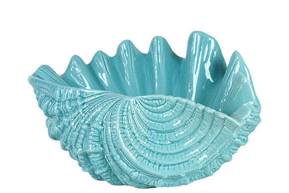 Beautiful and Skillfully Sculpted Ceramic Seashell in Blue