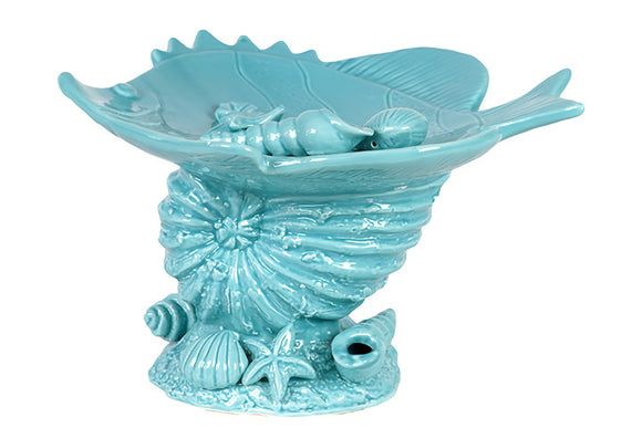 Attractive and Delightful Ceramic Seashell with Fish Platter in Blue