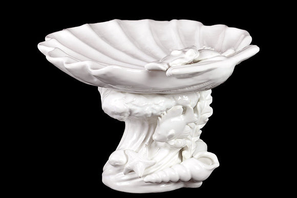 Beautiful and Mesmerizing Ceramic Seashell Platter in White