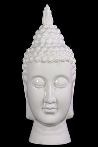 Compulsive and Spiritual Ceramic Buddha Head in White