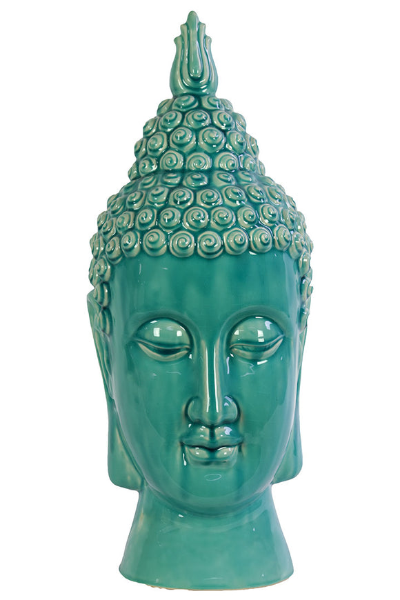 Compulsive and Spiritual Ceramic Buddha Head in Blue