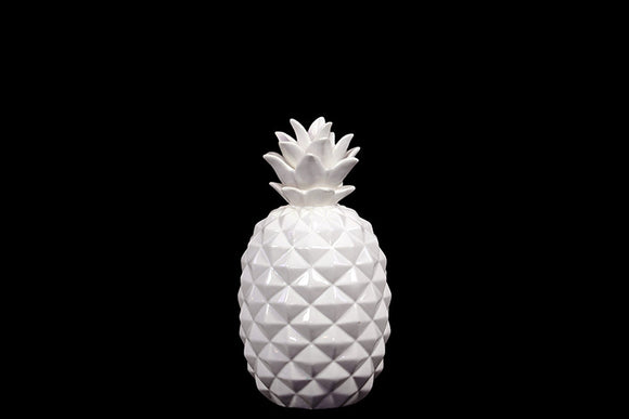 Ceramic Pineapple Showpiece Beautifully Sculpted with Realistic Detail in White (Small)