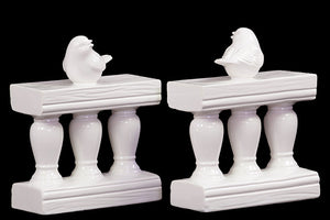 Charming and Adorable Ceramic Bird on Bannister Bookend White