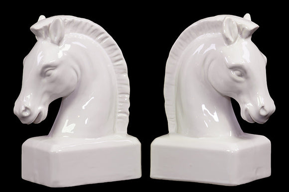 Eye Catching Ceramic Horse Head Bookend-White