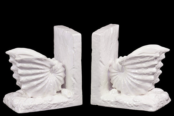 Neat and Gorgeous Ceramic Sea Snail Shell Bookend in White