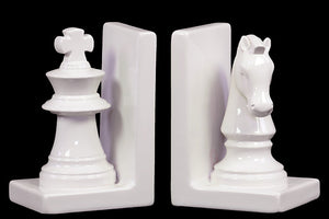 Mesmerizing Ceramic Chess Piece Bookend White