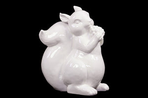 Cheerful and Adoring Ceramic Squirrel Décor in White