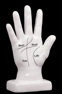 Ceramic Hand Décor with Open Palm Showing the Four Life Lines White