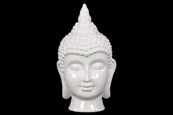 Religious and Spiritual Ceramic Buddha Head in White