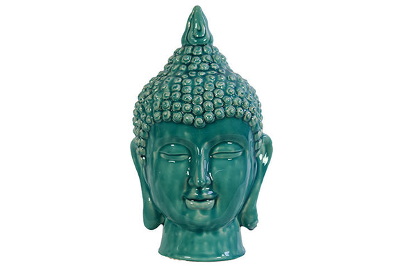 Religious and Spiritual Ceramic Buddha Head in Blue