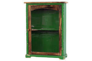 Glorious Green Wooden Antique Storage Cabinet