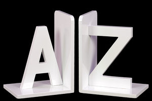 Pure White Dazzling AZ Stylish Wooden Bookend