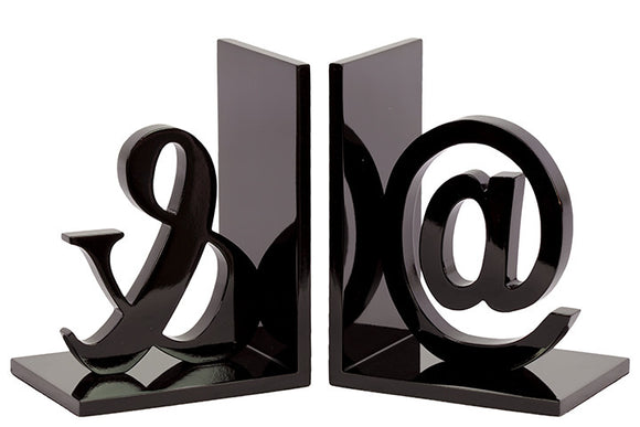 Bright Black Fancy Shiny Wooden Bookend