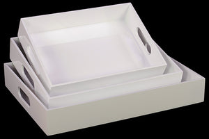 Pretty White Set of Three White Wooden Trays