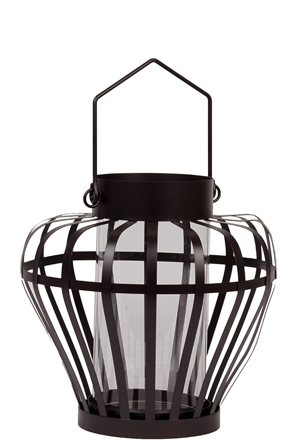 Metal Lantern Open Designed with Metal Straps in Brown (Large)