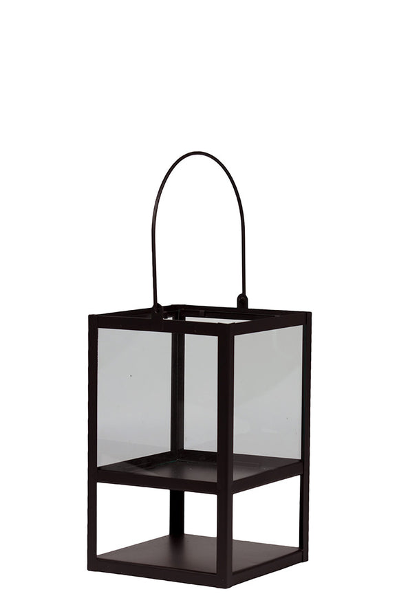 Trendy and Modish Metallic Glass Lantern in Brown with Handle (Small)