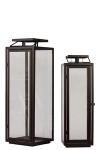 Tall Rectangular Shaped Metal Lanterns Set of Two in Black