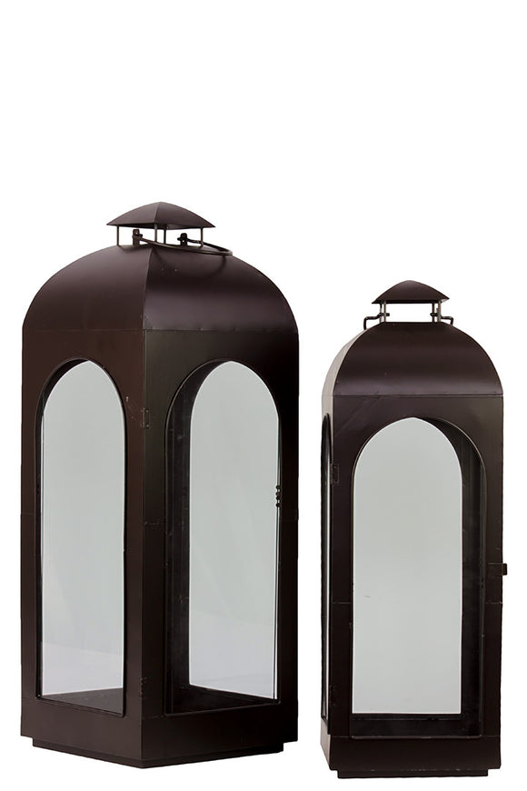 Ethnic Dome shaped Metal Lanterns Set of Two in Black