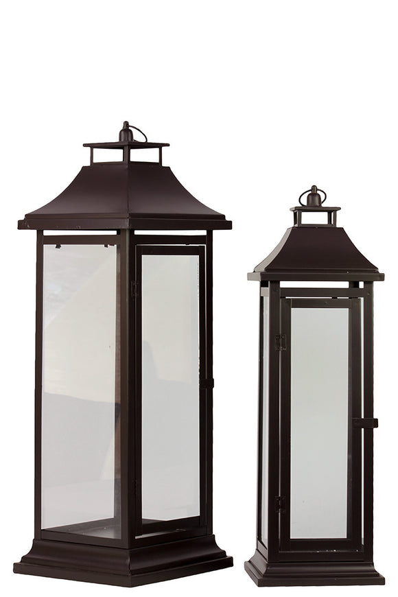 Sturdy and Attractive Metal Lanterns Set of Two in Black