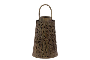 Beautiful and Unique with Skillfully Craft Design Wooden Lantern in Brown