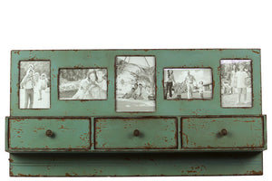 Picture Themed Mesmerizing Green Colored Fancy Wooden Shelf