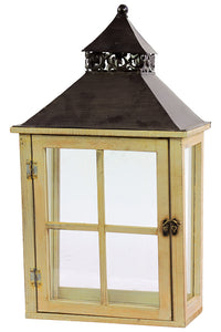 Wooden Lantern with Beautiful Black Metallic Roof