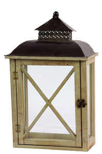 Black Metal Roof with Ethnic Traditional Design Wooden Lantern