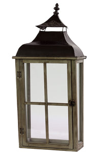 Wooden Lantern Designed with Cross Shaped Design and Metal Roof