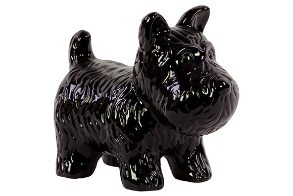 Skillfully Sculpted Playful Ceramic Doggy in Black