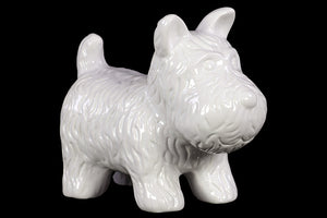 Skillfully Sculpted Playful Ceramic Doggy in White