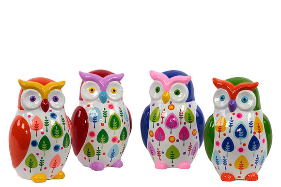 Kyoto’s Alluring  Ceramic Owl Money bank Set of Four