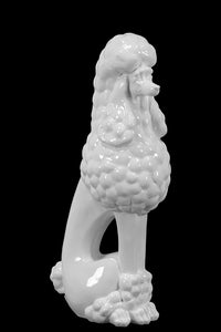 Beautiful and Elegant Ceramic Sitting Poodle in White (Large)