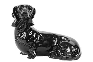 Watchful and Cautious Ceramic Black Dog