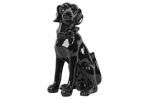 Gleaming Ceramic Sitting Dog Black