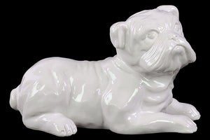 Big Cat like White Ceramic Dog