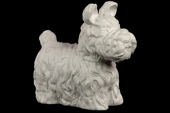 Charming, Cute and Fluffy Ceramic Dog Matte in White