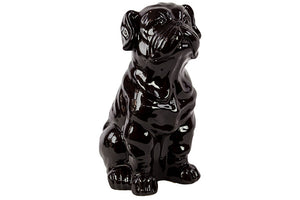 Ceramic Attentive Sitting Bulldog in Black