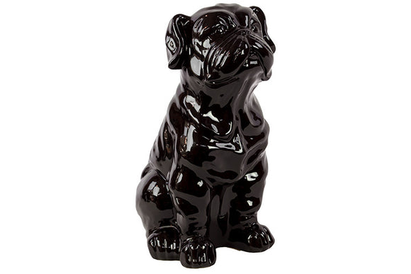 Ceramic Attentive Sitting Bulldog in Black