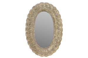 Antique and Sophisticated Oval Wall Cement Mirror