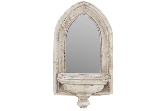 Vintage V Top Cement Mirror with Candle Stand