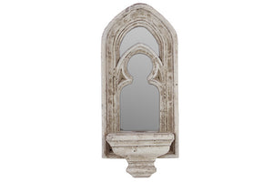 Sophisticated and Antique Cement Mirror with Candle Holders