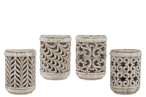 Traditional Themed Cement Wall Candle Holder Set of Four with Unique Design