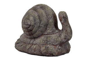 Antique Style Stoneware Snail on Rock in Moss Finish