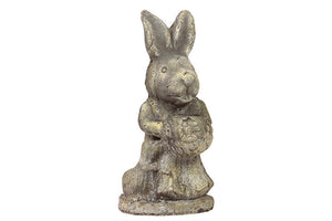 Charming Stoneware Rabbit in Gray Finish with Weathered Accents