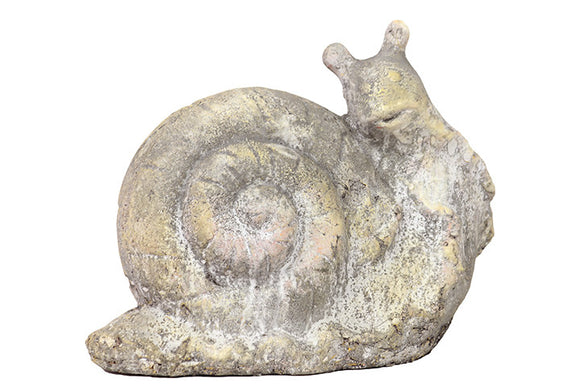 Charming Stoneware Snail in Gray Finish with Weathered Accents