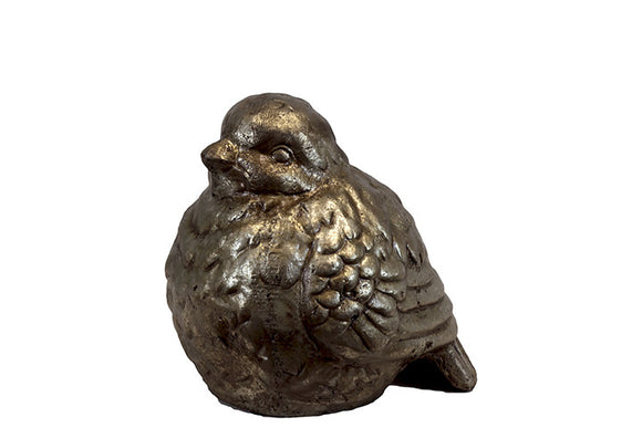 Elegant Ceramic Plump Bird in Gold Finish (Small)